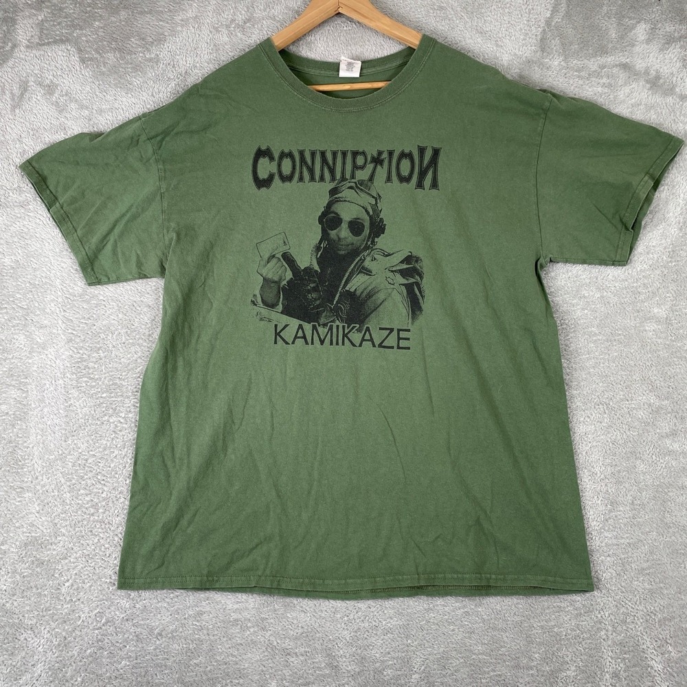 Conniption Kamikaze Shirt Mens XL Green Y2K Skater Band Tee Grunge